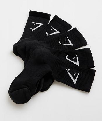 Dámské Ponožky Gymshark Crew 5pk Černé | CZ 4187FDN